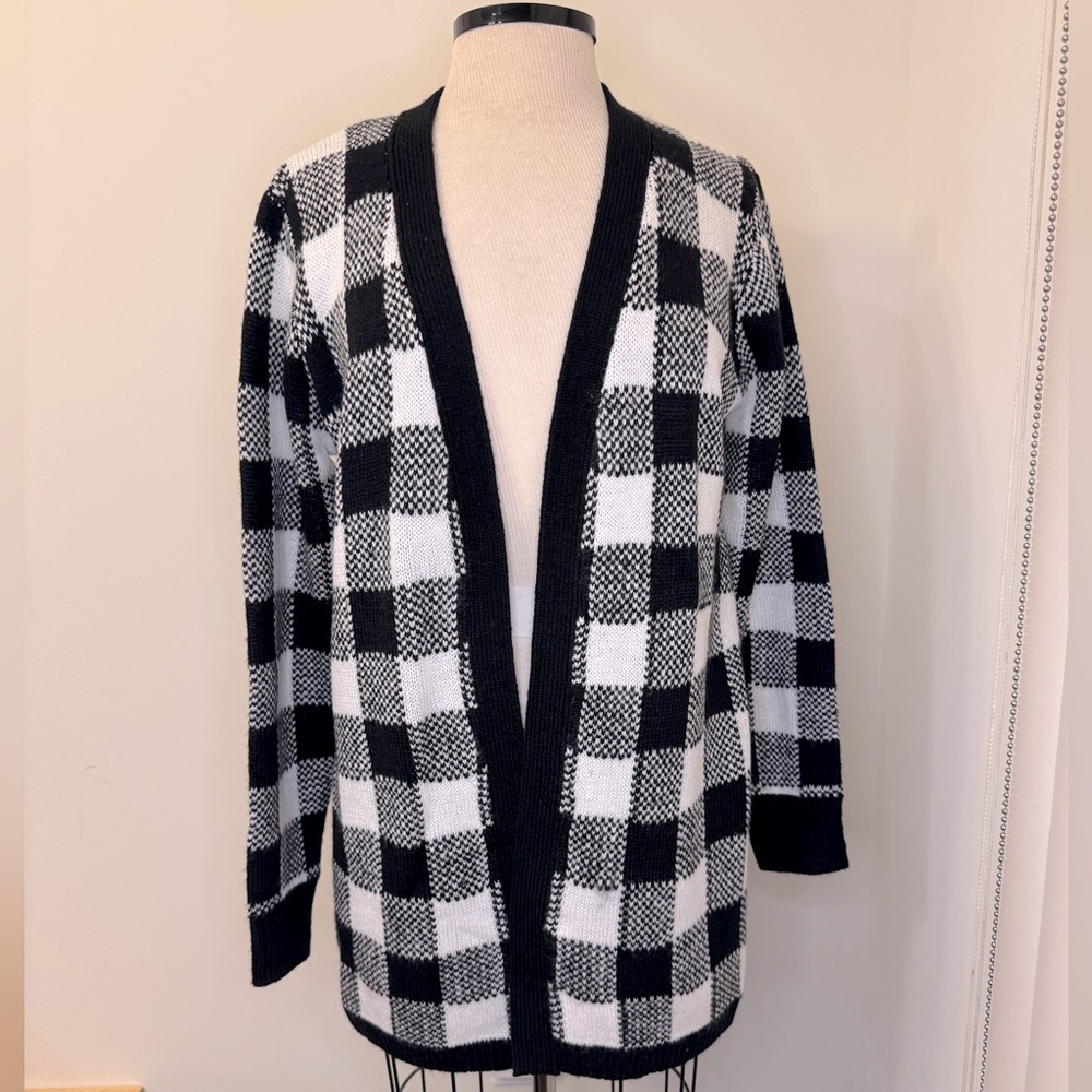 E.L.K. East London Knitwear Cardigan Black and White Buffalo Plaid from ASOS NWT